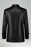 Black Lapel Leather Single Breasted Men's Trench Coat