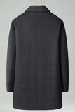 Dark Grey Lapel Single Breasted Long Men's Winter Coat