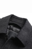 Dark Grey Lapel Single Breasted Long Men's Winter Coat