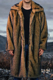 White Shawl Lapel Faux Fur Long Men's Coat