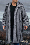 White Shawl Lapel Faux Fur Long Men's Coat