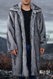 White Shawl Lapel Faux Fur Long Men's Coat