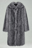 White Shawl Lapel Faux Fur Long Men's Coat