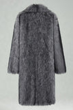 White Shawl Lapel Faux Fur Long Men's Coat