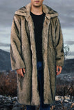 White Shawl Lapel Faux Fur Long Men's Coat