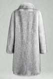 White Shawl Lapel Faux Fur Long Men's Coat