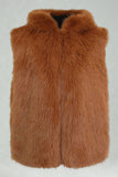 Men's Camel Faux Fur Hooded Vest