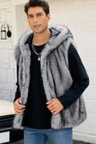 Men's Camel Faux Fur Hooded Vest