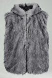 Men's Camel Faux Fur Hooded Vest