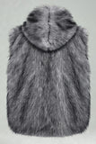 Men's Camel Faux Fur Hooded Vest