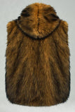 Men's Camel Faux Fur Hooded Vest