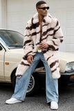Apricot Zebras Faux Fur Open Front Long Men's Coat