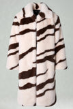 Apricot Zebras Faux Fur Open Front Long Men's Coat