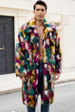 Thick Faux Fur Shawl Collar Colorful Men's Winter Coat