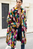 Thick Faux Fur Shawl Collar Colorful Men's Winter Coat