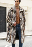 Men's Faux Fur Grey Coffee Open Front Winter Coat