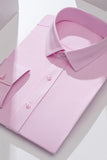 White Classic Solid Point Collar Slim Fit  Men's Suits Shirt