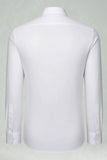 White Classic Solid Point Collar Slim Fit  Men's Suits Shirt