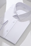 White Classic Solid Point Collar Slim Fit  Men's Suits Shirt