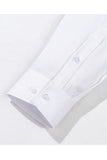 White Classic Solid Point Collar Slim Fit  Men's Suits Shirt