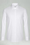 White Solid Slim Fit Long Sleeves Men's Suits Shirt