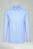 Men's Sky Blue Solid Long Sleeves Suits Shirt