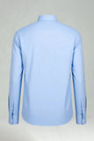 Men's Sky Blue Solid Long Sleeves Suits Shirt