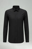 White Stripe Slim Fit Long Sleeves Men's Suits Shirt