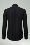 White Stripe Slim Fit Long Sleeves Men's Suits Shirt