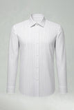 White Stripe Slim Fit Long Sleeves Men's Suits Shirt