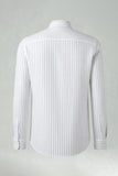 White Stripe Slim Fit Long Sleeves Men's Suits Shirt
