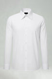 White Solid Long Sleeves Slim Fit Men's Suits Shirt