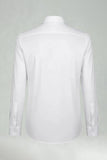 White Solid Long Sleeves Slim Fit Men's Suits Shirt
