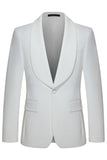 Shawl Lapel 3 Piece One Button White Men's Wedding Suits