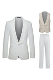 Slim Fit White Shawl Lapel 3 Piece Men's Wedding Suits