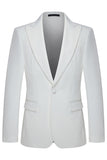 Peak Lapel 3 Piece One Button White Men's Wedding Suits