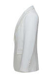 Peak Lapel 3 Piece One Button White Men's Wedding Suits