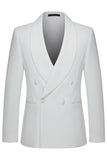 White 2 Piece Men's Shawl Lapel Double Breasted Wedding Suits