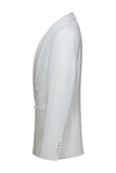 White 2 Piece Men's Shawl Lapel Double Breasted Wedding Suits