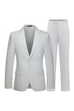 Notched Lapel 2 Piece White Single Breasted Men's Wedding Suits