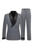 Grey Slim Fit Shawl Lapel 2 Piece Men's Suits