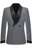 Grey Slim Fit Shawl Lapel 2 Piece Men's Suits