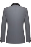 Grey Slim Fit Shawl Lapel 2 Piece Men's Suits