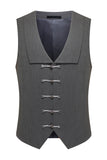 3 Piece Notched Lapel Men's Grey Suits