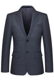 Grey Striped Notched Lapel 3 Piece Men's Suits