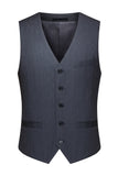 Grey Striped Notched Lapel 3 Piece Men's Suits