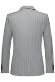 Men's Striped Light Grey Notched Lapel Suits
