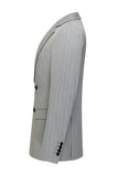 Men's Striped Light Grey Notched Lapel Suits