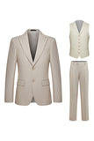 Khaki Peak Lapel 3 Piece Men's Formal Suits