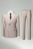 Black Slim Fit Double Breasted 2 Piece Men's Suits